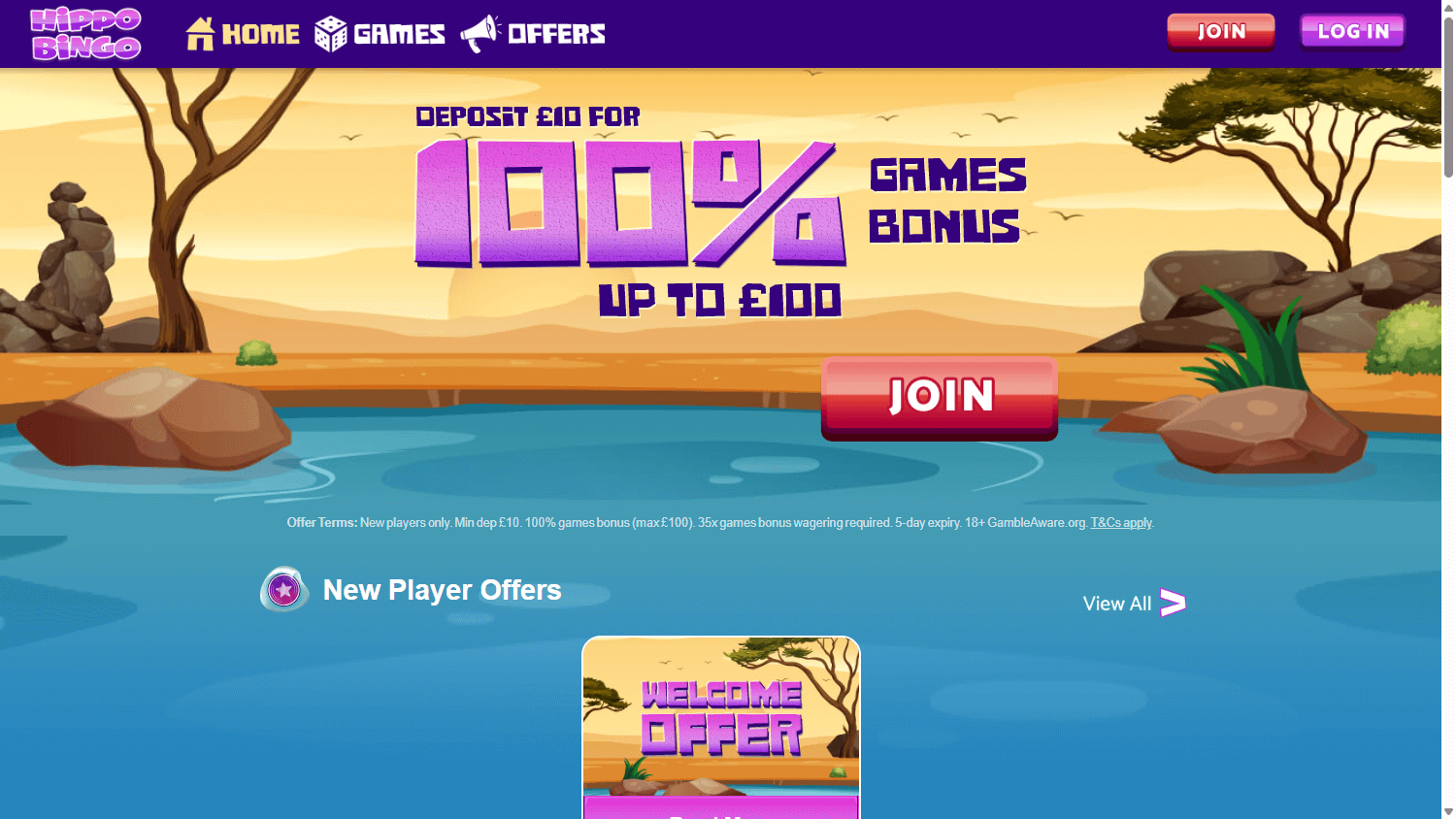 Hippo Bingo Casino Desktop screenshot